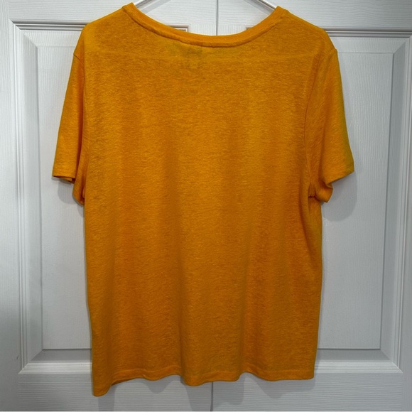 Banana Republic Factory Mara Villa Linen Blend Crew Neck Top Orange Yellow Large - Picture 2 of 6